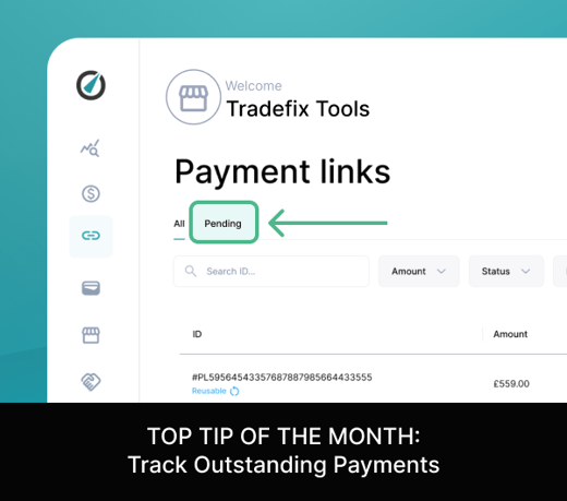 Click the 'pending' view on the Payment Links page